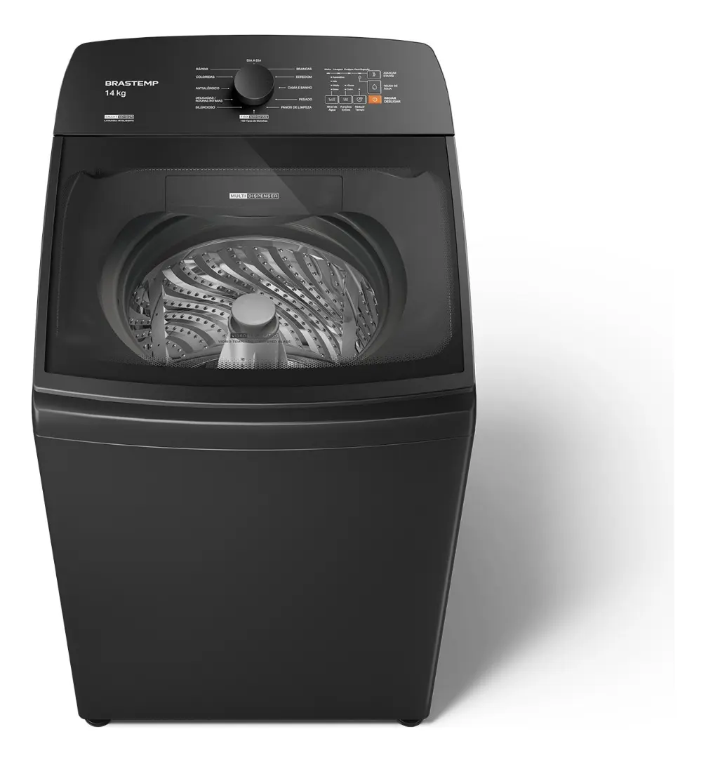 Lavadora de Roupas Brastemp 14kg Cesto Inox 12 Programas de Lavagem Cinza Platinum 127v
