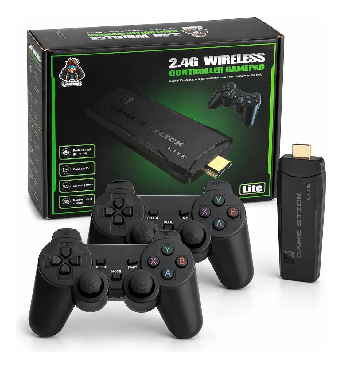 Jogo de vídeo Gamer Stick 4k M8 para televisão com 02 controladores