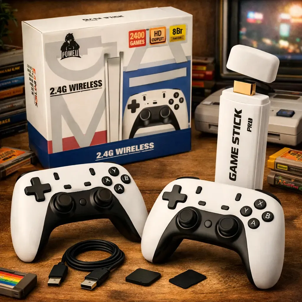 Jogo de Video Game Stick M15 Plus Hdmi Vídeo Game Retrô 2 Controles Cor Branco 127/220v